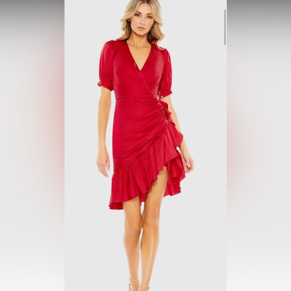Mac Duggal Vibrant Red Asymmetrical Dress